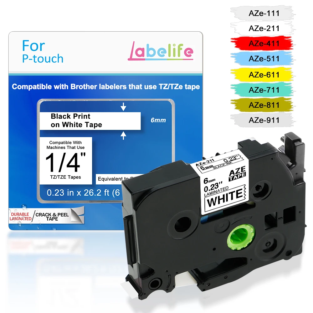 Labelife 6 мм tze211 лента TZe 211 TZe211 TZ211 совместима с Brother P Touch производитель этикеток