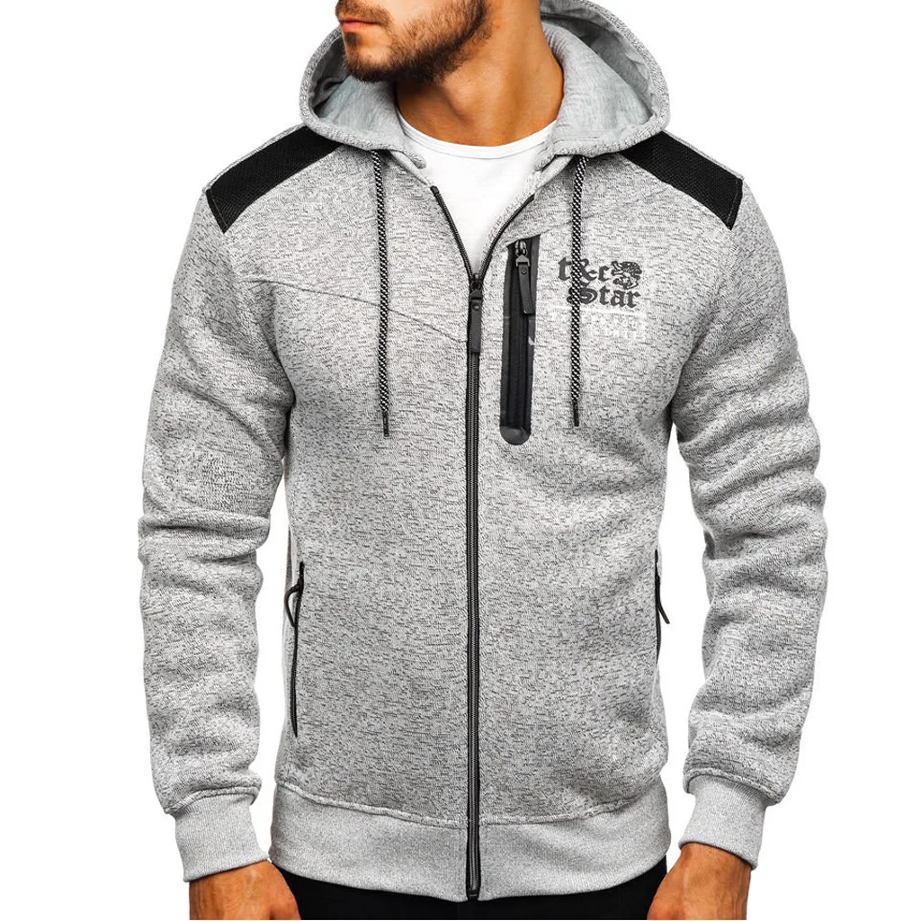 Мужская простая Кепка с длинным рукавом на молнии брендовая зимняя кофта
