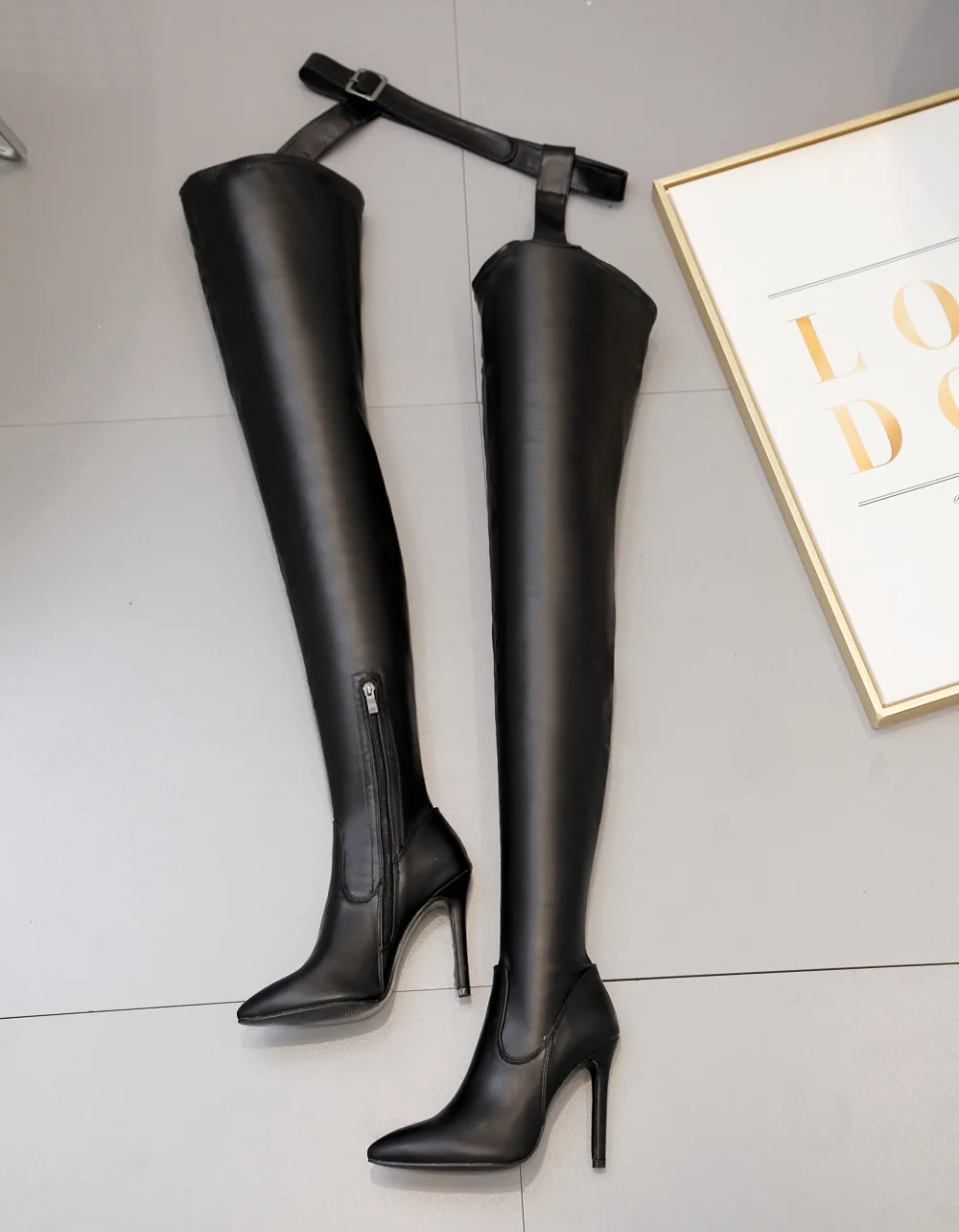 

2019 new large high heel sexy knee high boots pants boots all in one boots show women's shoes
