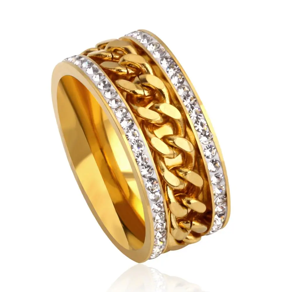 Женское кольцо из нержавеющей стали LUXUKISSKIDS обручальное золотого цвета с