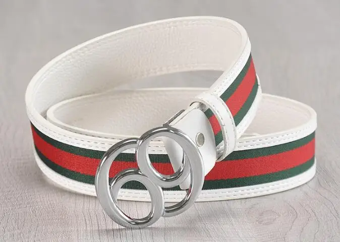 Silver buckle white Новейшая модная популярная горячая Распродажа стильная красная и зеленая ткань с поясом мужской деловой кожаный пояс для отдыха популярные женские ремни - Цвет: Silver buckle white