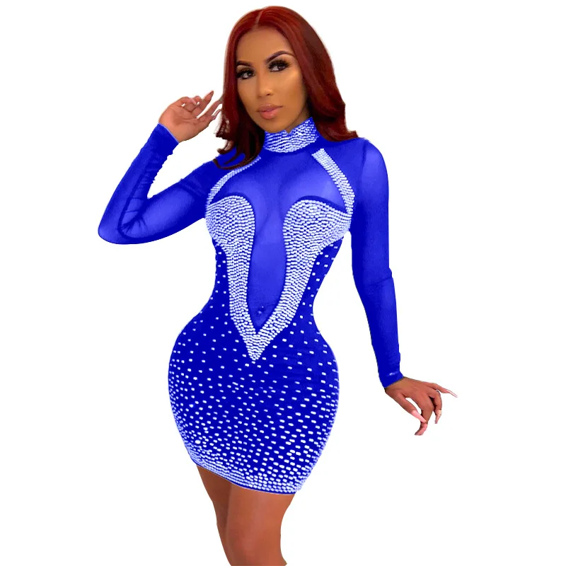 Блестящая СТРАЗА пикантная обувь из сетчатой ткани с длинными рукавами Клубное