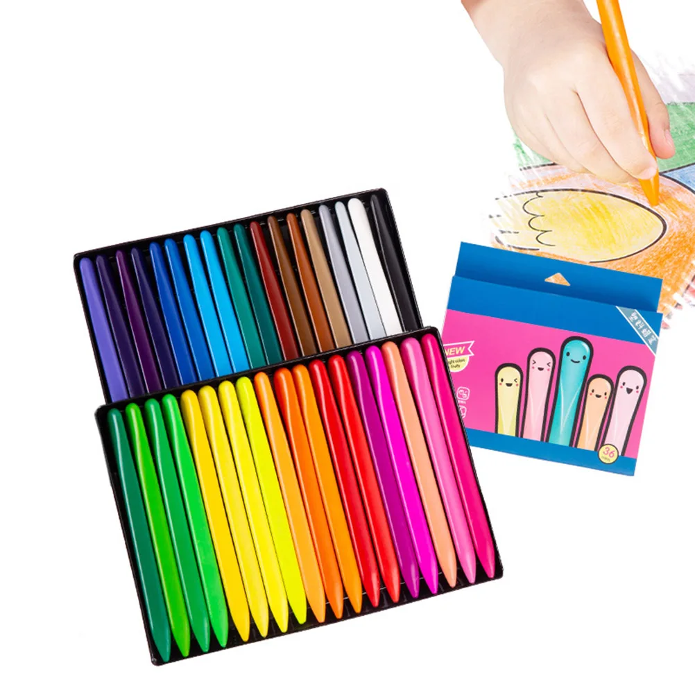 

36 Colors Bright Color Creative Triangle Crayon Color Brush Set Children Plastic Wax Crayon Art Supplies Birthday Gift