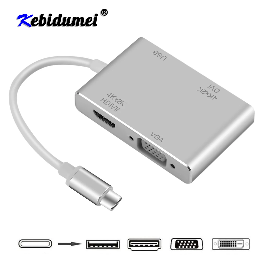 Кабель-адаптер 4 в 1 USB 3 C HDMI-совместимый VGA DVI 0 | Электроника