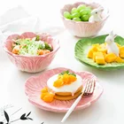 Детская керамическая посуда, милая тарелка с мультяшным изображением кролика, фруктов, десертов, салата, рамен, миска, кухонные аксессуары