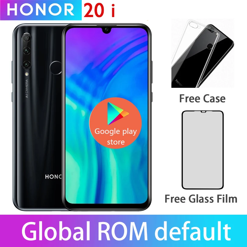honor 20i, honor 20, i, смартфон, Android 9,0, четыре ядра, 6,5 дюймов, полный экран, двойная камера, 3 слота, сотовый телефон