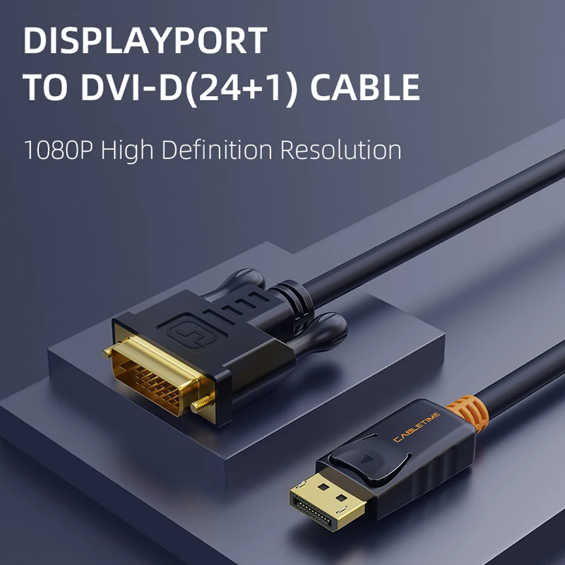 CABLETIME Дисплей порт для док станции DVI Кабель 1 8 M DP to HDMI адаптер кабель конвертер