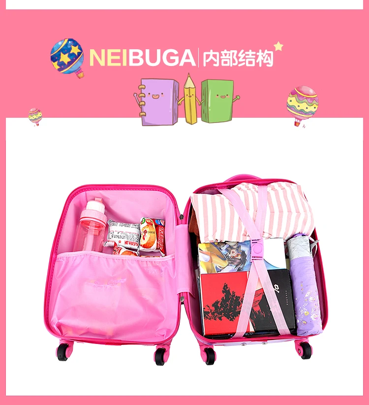 Children's Cartoon Suitcase Child Trolley Case Luggage Kids Schoolbags Travel Suitcase with Wheels 3D 18inch Case Kid's Toys Box