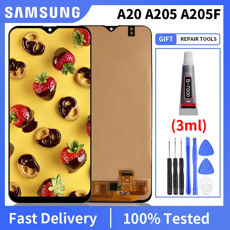 100% протестированный OLED ЖК дисплей для SAMSUNG Galaxy A20 LCD A205 SM A205F A205GN A205S A205Y сенсорный