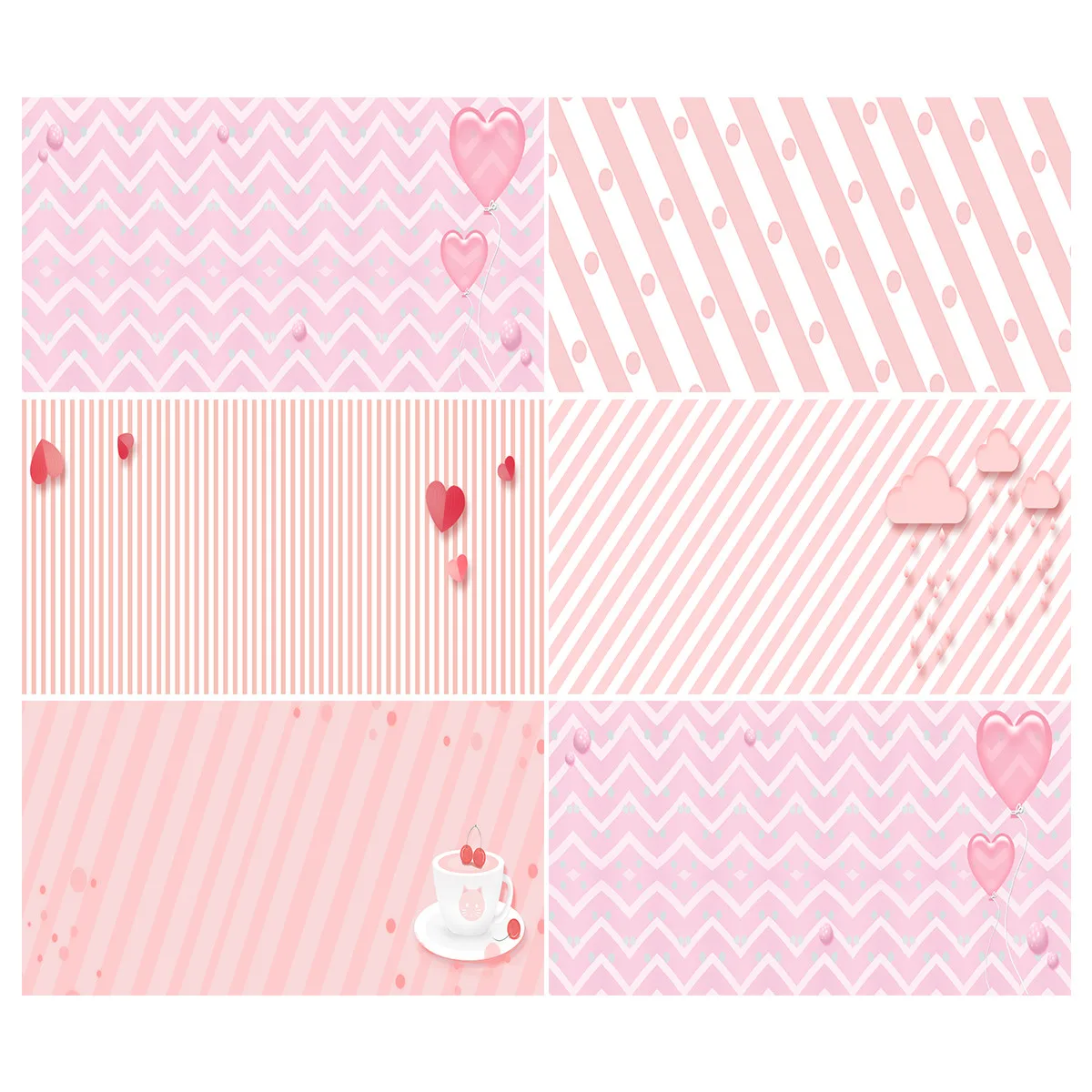 

Pink Striped Cartoon Photos Backdrop Photography Background Prop Cloth Decor