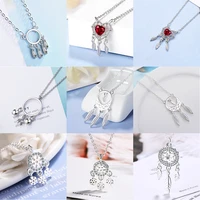 red crystal dream catcher pendants necklace for women 2021 trendy korean fashion neck jewelry sweater chain necklace for girl
