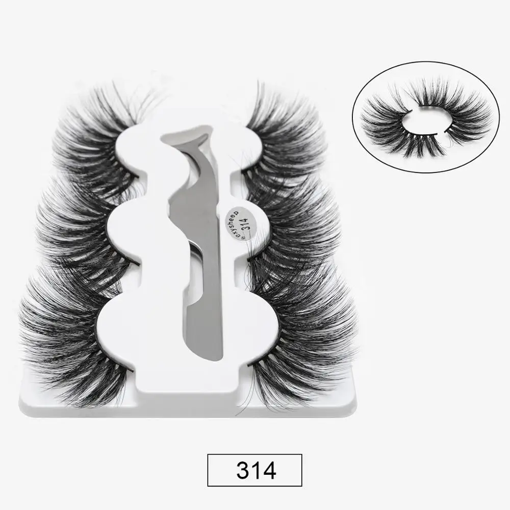314 SEXYSHEEP, 3 пары, 25 мм, 8D, норковые ресницы, натуральные, длинные, для завивки накладных ресниц, объем, накладные ресницы, макияж, удлинение, ресницы «maquiagem» - Цвет: 314