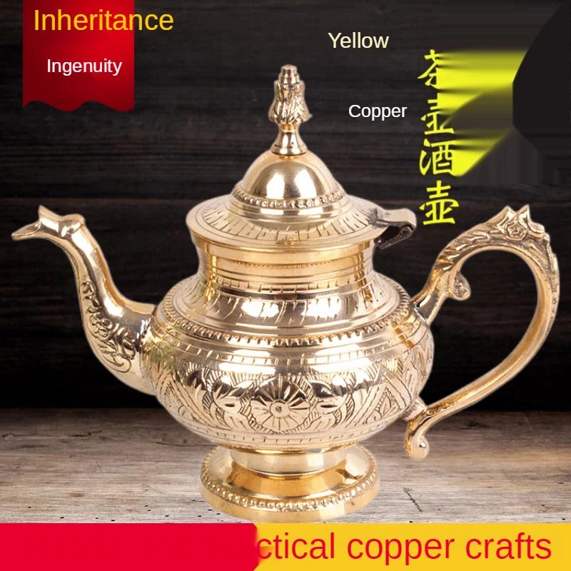 

Indian Copper Teapot Pure Copper Handmade Small Teapot Coffee Pot Antique Household Hip Pot Characteristic Copper Pot