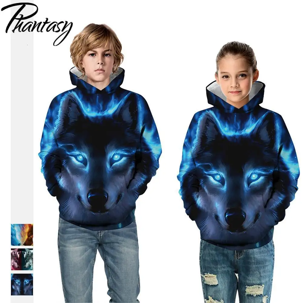 

Phantasty Boys Girls Fox Printing Hoodies Kid Warm Sweatshirt Jacket Autumn Outdoor Loose Streetwear Casual Hooded Pullover Coat