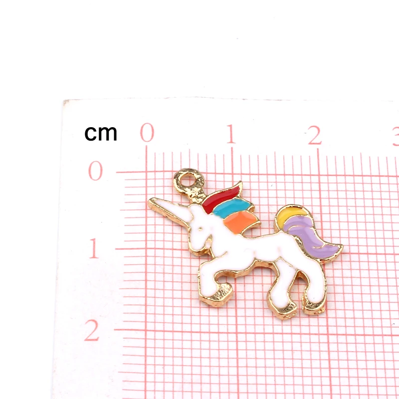 10 шт. эмалированные Подвески в виде золотого единорога для сережек радужных