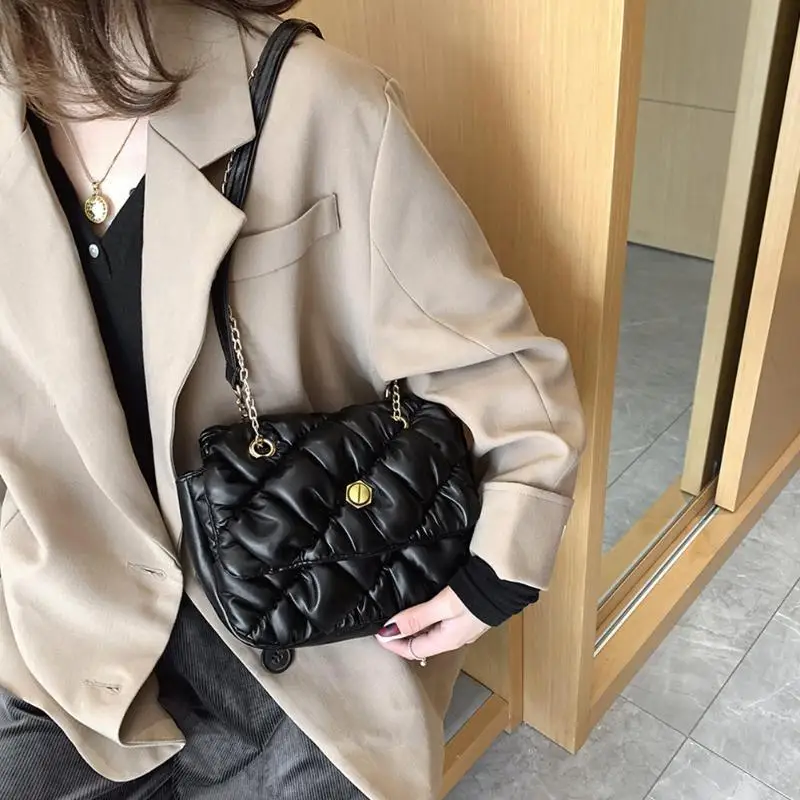 

Стеганая Кожаная женская сумка-мессенджер на плечо, однотонный стеганый мессенджер через плечо в клетку, ранец с узором, #35