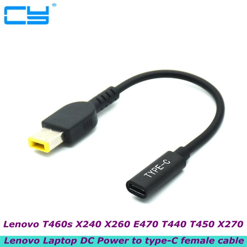 

Laptop DC Power Adapter Connector Plug Converter Cable Cord USB Type C Female to Square Plug Charger for Lenovo T460s E470 T450