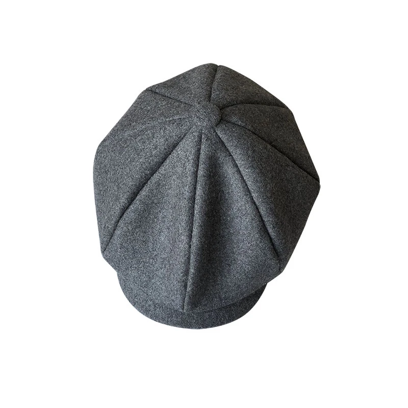 

New Brand Women Gray British Gatsby Cap Autumn Winter Wool Newsboy Caps Men Gray Flat Caps Top Grade Beret Blm301