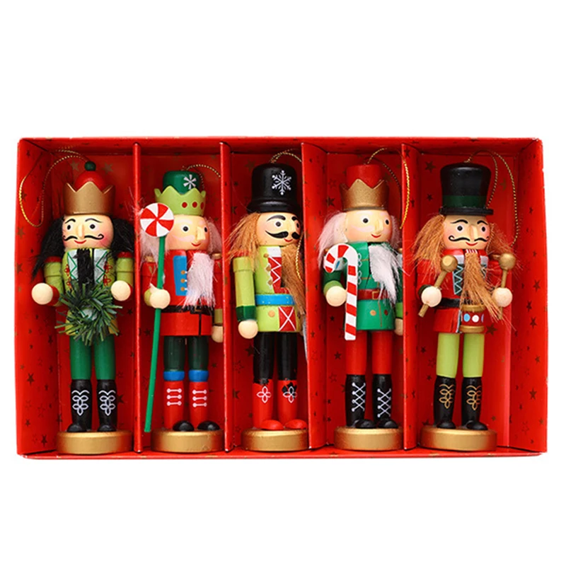 

Nutcracker Puppet Christmas Wooden Pendants Walnut Soldier Christmas Tree Decorations Hanging Ornaments New Year Kids Gift Tool