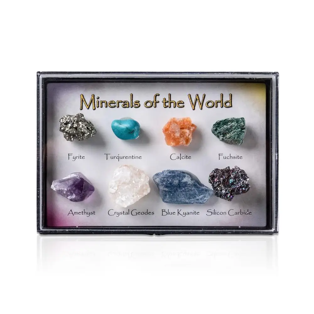 

Sporadic 8pcs/box Natural Raw Specimen Stone Quartz Crystal Pyrite Geode for Education Teaching Materials At Home Collection