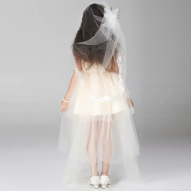 2020 Sweet Pincess Champagne Girl Dress Kids Girls Vestidos Summer Children Clothes For 3 4 6 8 10 12 14 Years Old AKF164089 | Детская