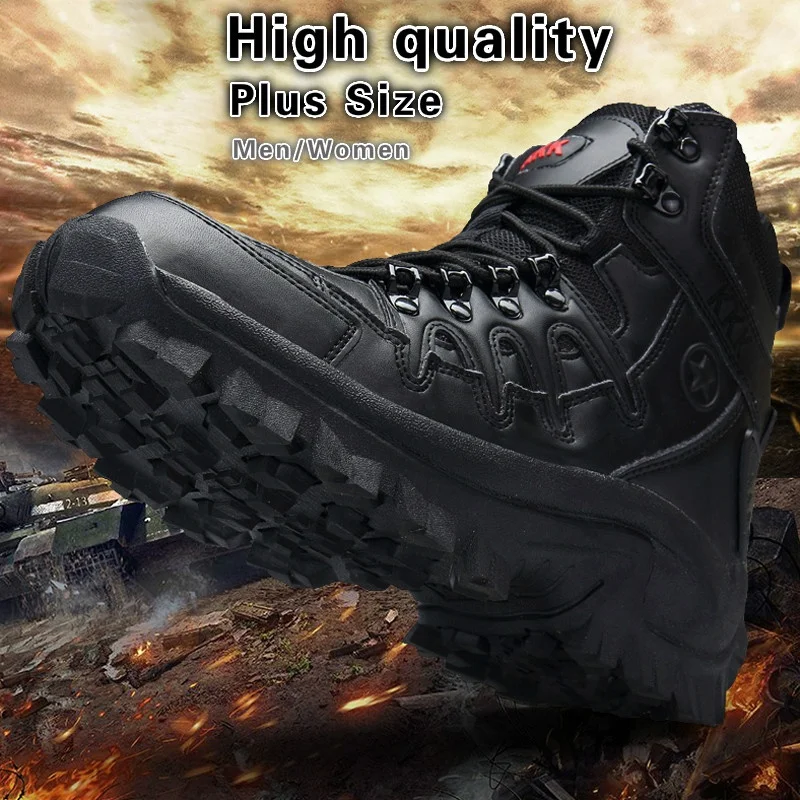Mens Ultra-Light Combat Boots Comfortable Hiking Boots Military Tactical Work Boots Outdoor Non-slip Camping Trekking Sneakers