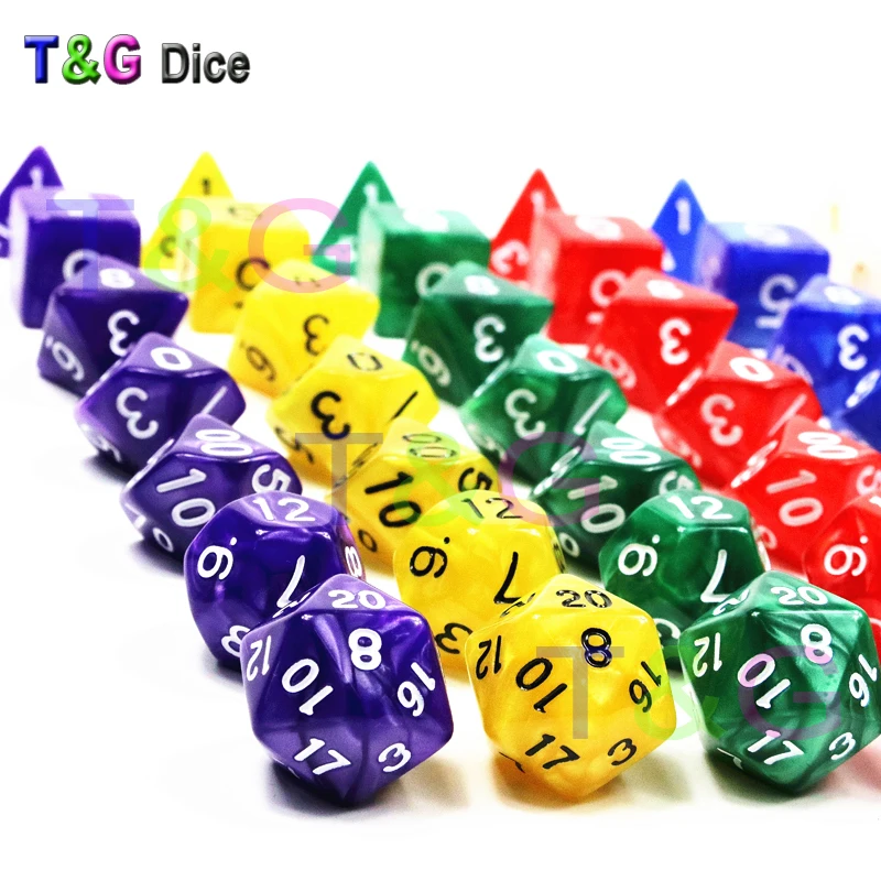 Новое поступление 7 шт./компл. многогранные ТРП-игры из смолы для DnD Marble Effect D4-D20