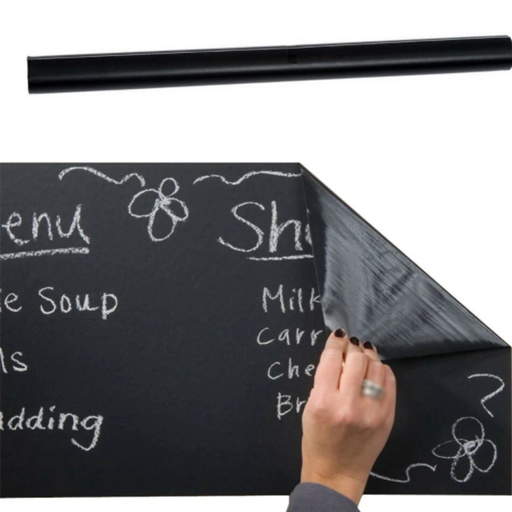 

Removable Black Wall Sticker Drawing Teaching Chalkboard For Office School Home Peel and Stick Wallpaper Roll