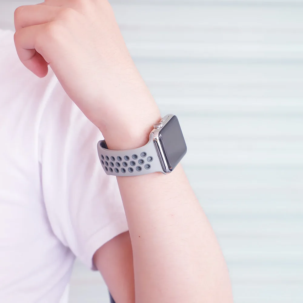 Спортивный ремешок для apple watch band 4 5 42 мм/38 мм iwatch band 44 мм/40 мм ремешок силиконовый браслет дышащий ремешок для часов серии 5 4 3 2