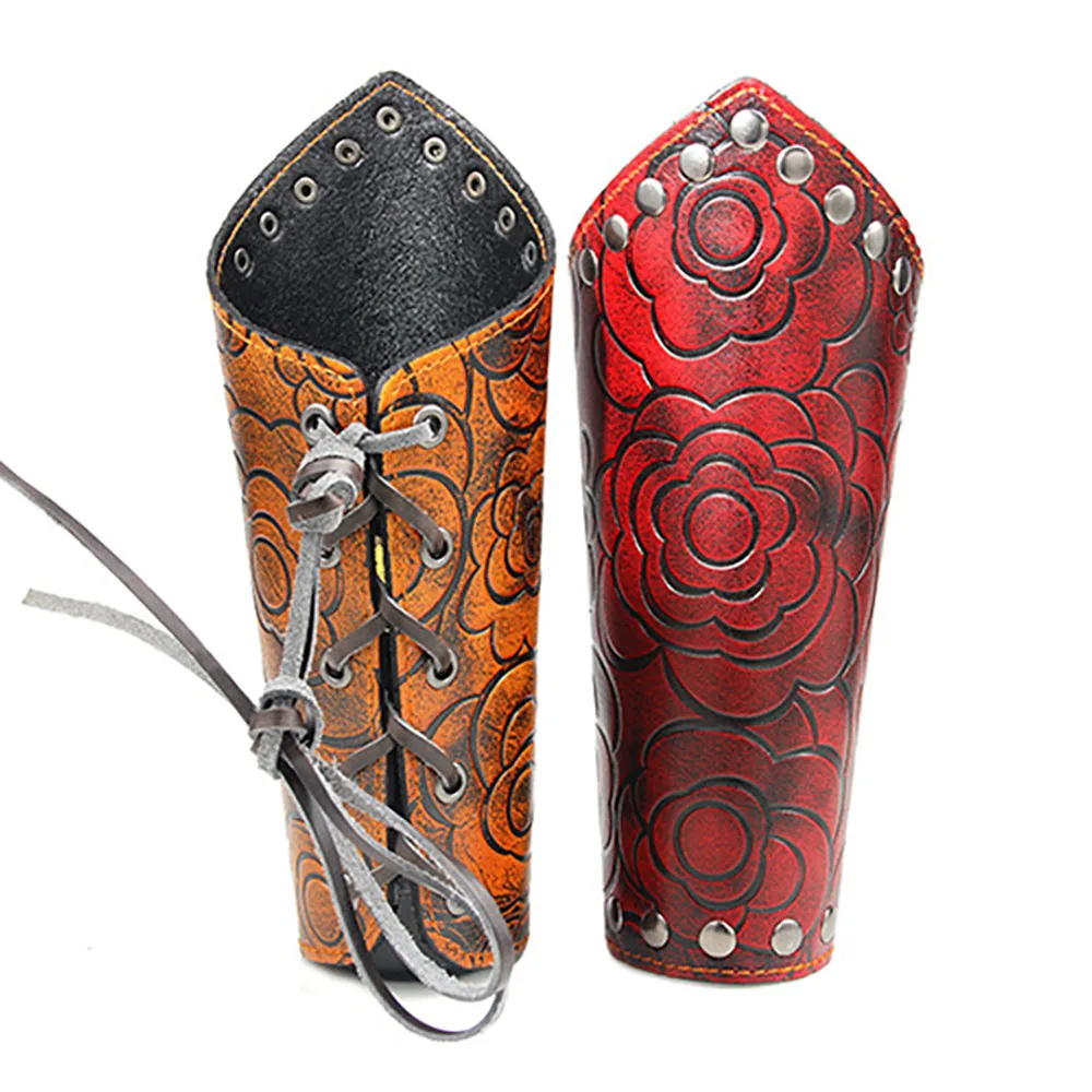 Натуральная кожа шипованных шнуровки нарукавники Ренессанс стрельба из лука