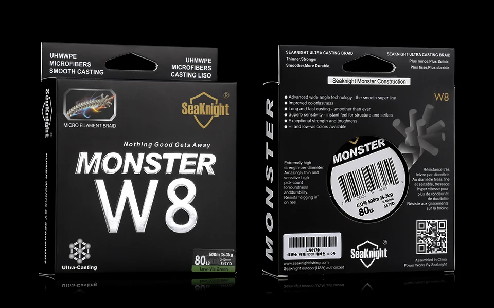 Seaknight MONSTER W8 8 нитей плетеная леска 150M 300M 500M плетенка для рыбалки 15-100LB плетеный шнур для рыбалки Мультифиламентная линия плетёная леска за карповая рыбалка нить для рыбалки леска для зимней рыбалки