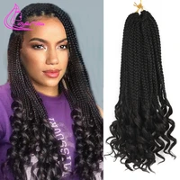 wavy ends box braids crochet hair ombre black brown blonde color synthetic braiding hair extensions for black woman girls
