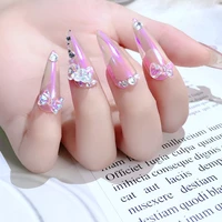 50 pcsbag butterfly bowknot nail art decorations 3d aurora crystal rainbow bow charms 12 style resin manicure accesories tg51