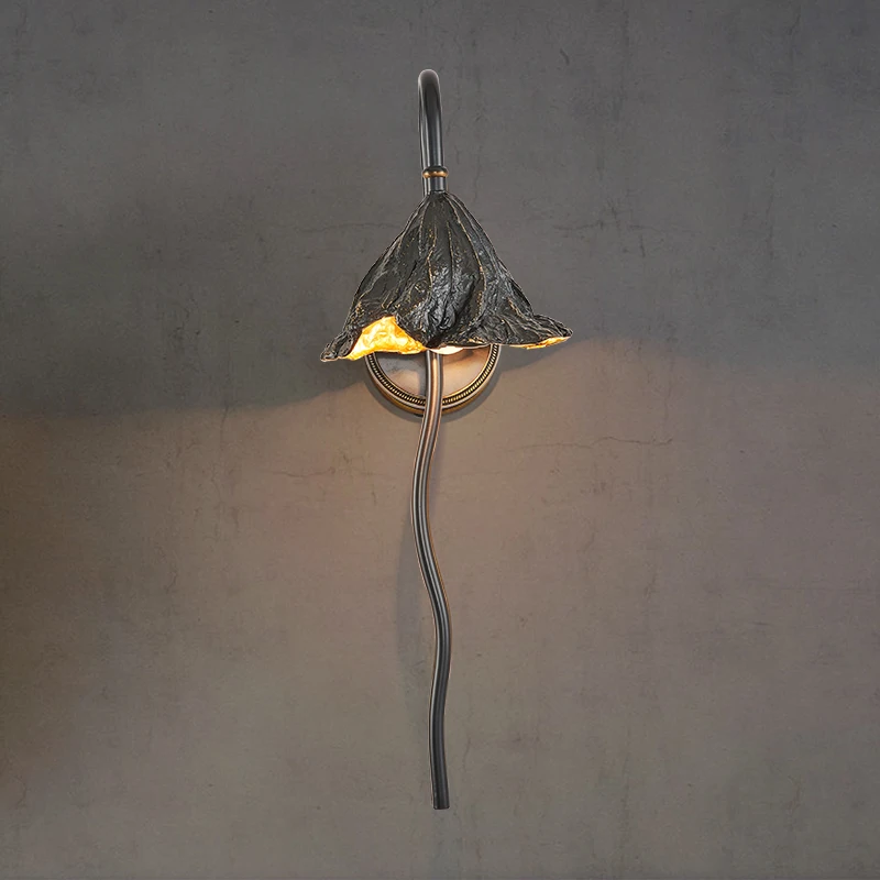 Античный светильник в виде листьев лотоса для крыльца комнатный декор латунный