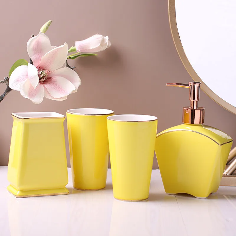 Набор аксессуаров для ванной комнаты керамический диспенсер мыла держатель