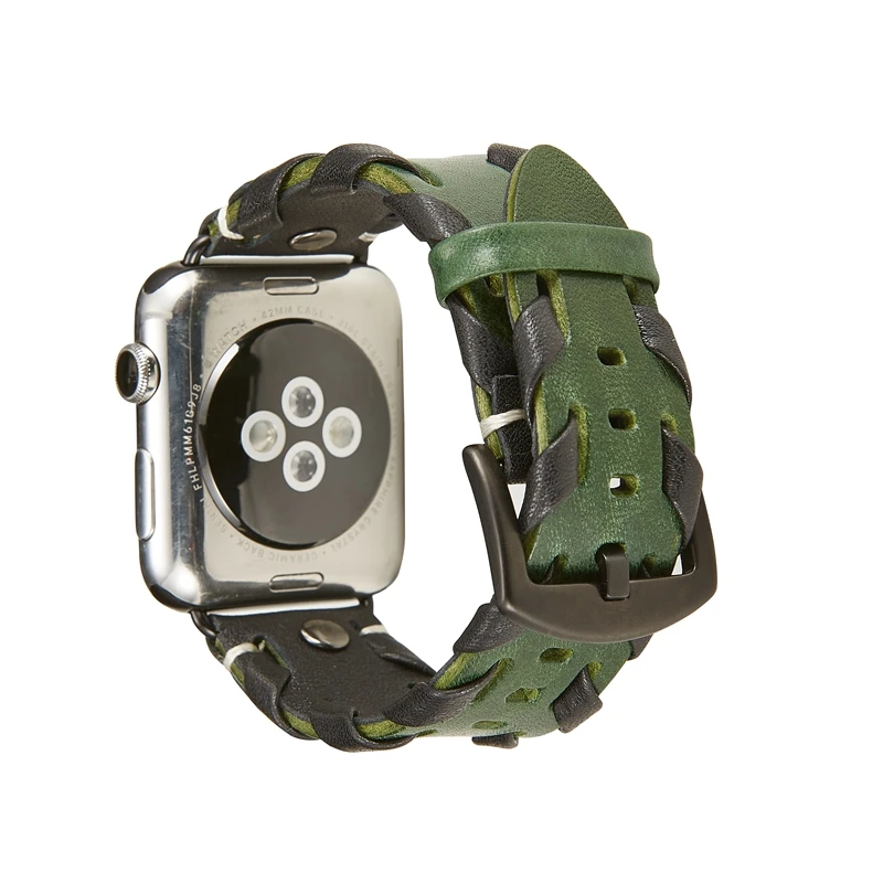 

Handmade leather band with case For Apple Watch Series 5/4/3/2 38mm 42mm 40mm 44mm leather Strap Wrist Bracelet for