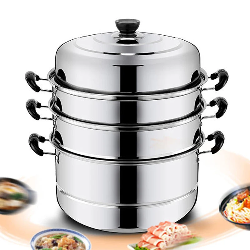 Кухня Нержавеющая сталь Пароварка мульти Слои пароход суп сковородка с двойным