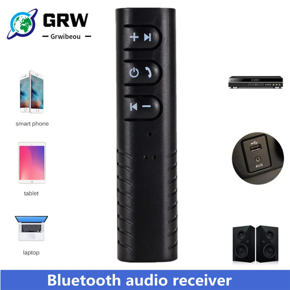 

Bluetooth автомобильный комплект беспроводной гарнитуры AUX стерео музыкальный аудио приемник адаптер мини 3,5 мм разъем для фото