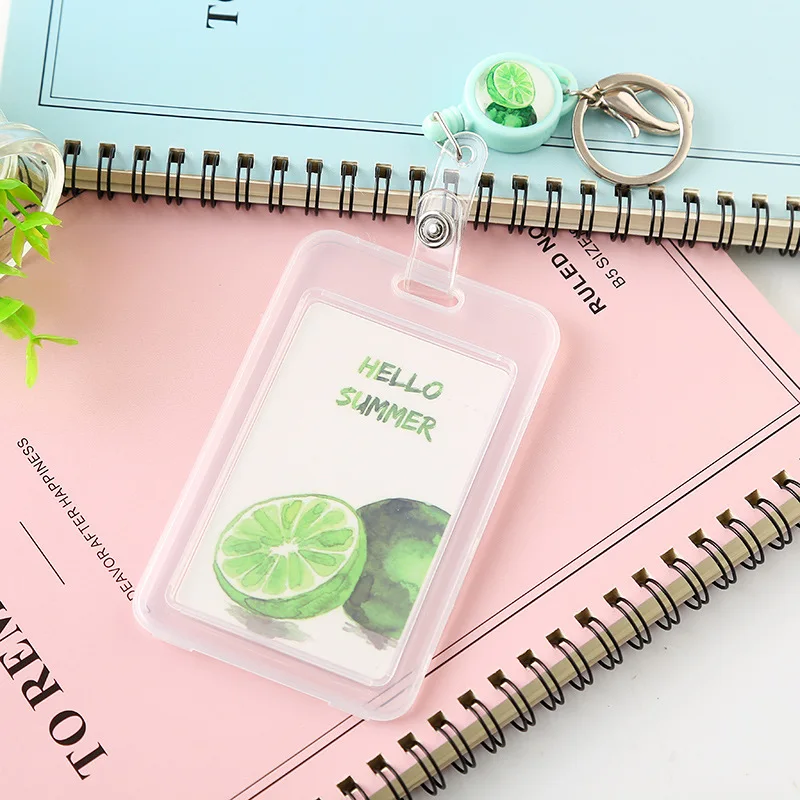 

Office School ID Business Case Card Holder Plastic Transparent Employee Name ID Card Cover with Keychain Badge Reels