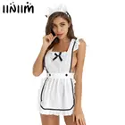 Женское нижнее белье, сексуальное платье горничной, ретро фартук для приготовления пищи, уборки, косплей, сексуальный Экзотический костюм с стрингами