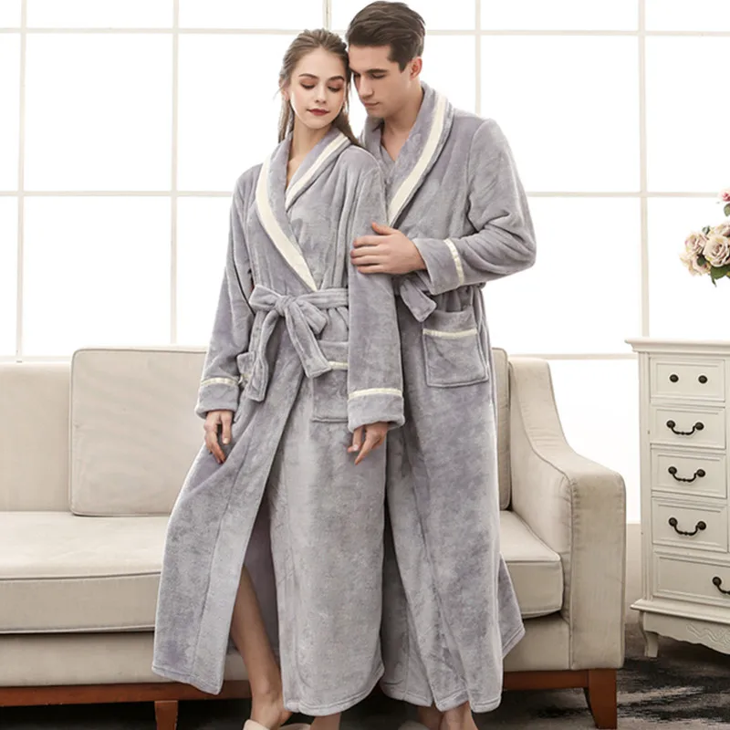 Размера плюс 3XL мужской Халат зимние фланелевые мягкие тапочки халат-кимоно для