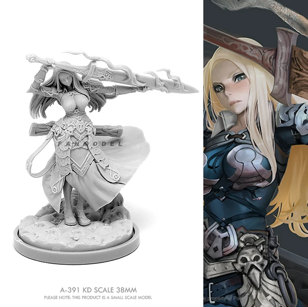 

38mm Resin model kits figure self-assembled Beauty Soldier A-391