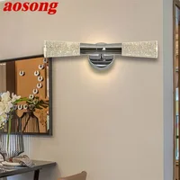 AOSONG Modern Wall Lights Crystal LED Sconce Fixture 220V 110V Aluminum Indoor Wall Lamps For Bedroom Living Room Office Hotel