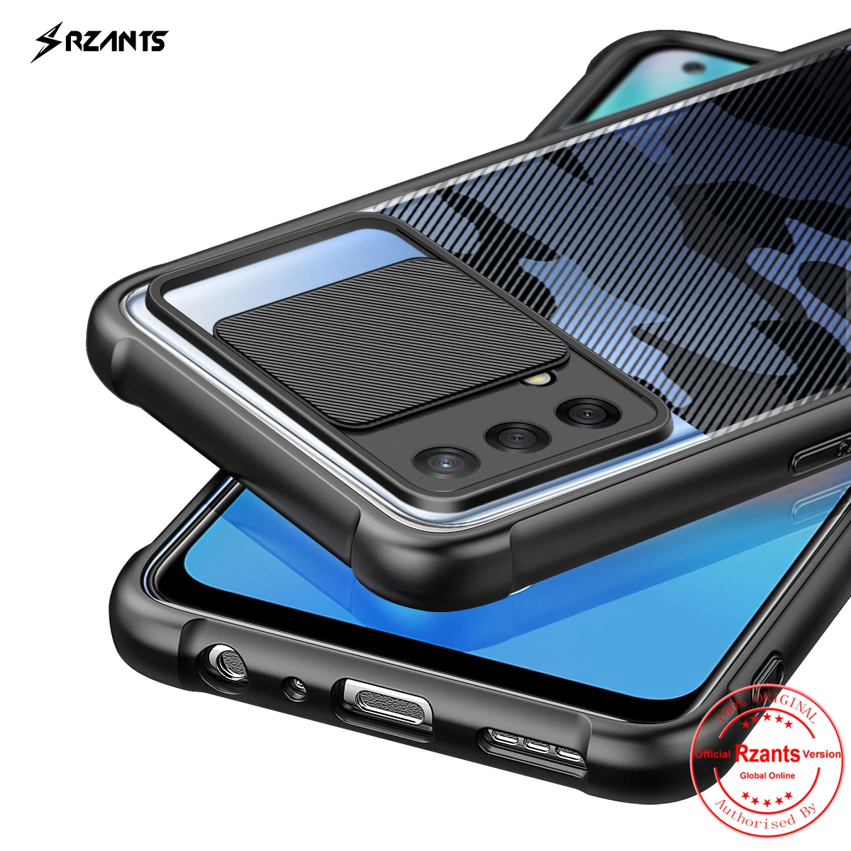 

Rzants For OPPO A74 4G OPPO F19 Case Soft [Camouflage Lens] Protection Shockproof Slim Half Clear Cover Square Lid