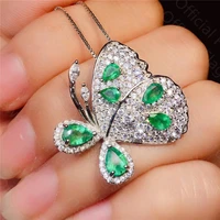 new natural emerald necklace 925 silver ladies necklace butterfly design lovely personality