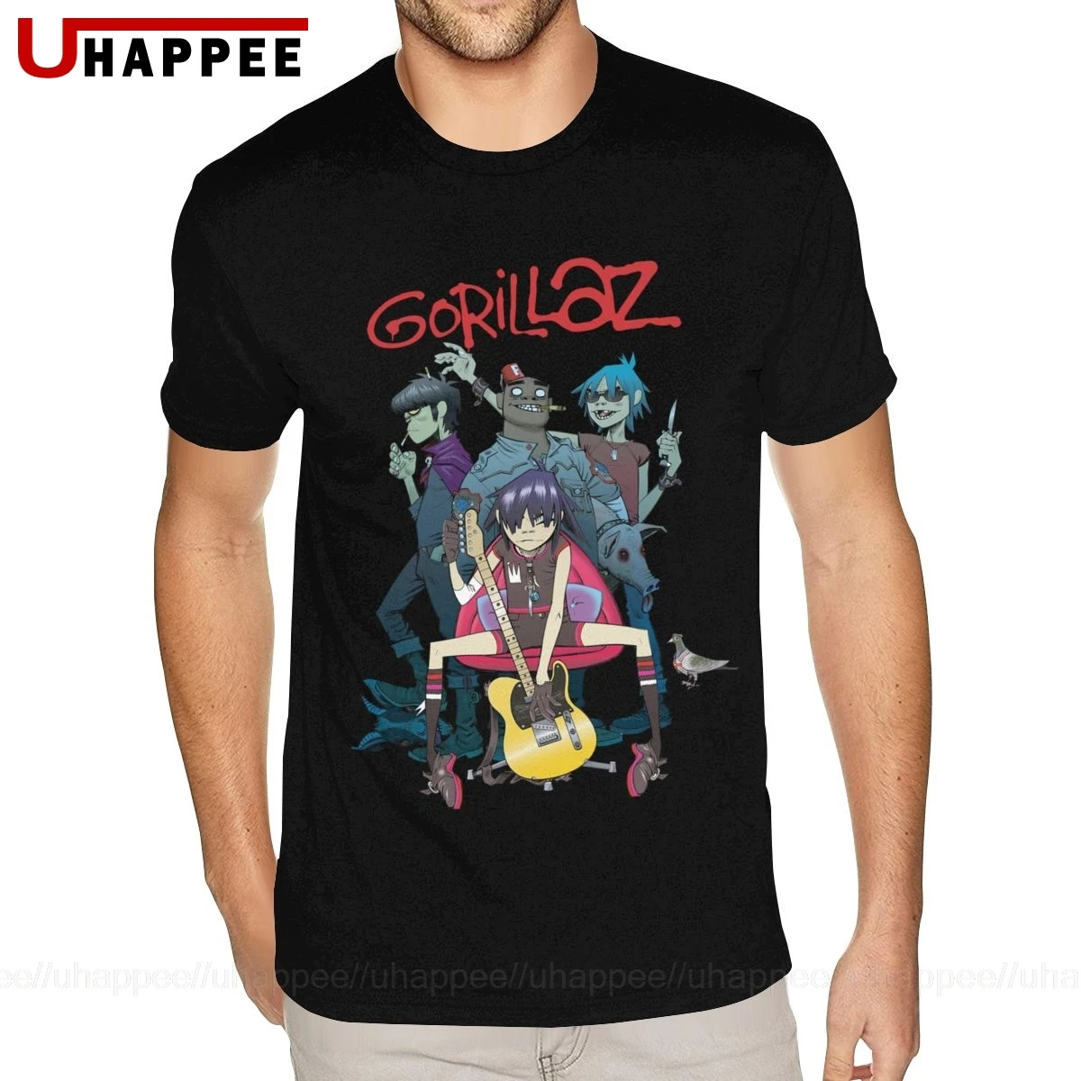 Футболка Gorillaz для взрослых отличное качество Мужская футболка с коротким