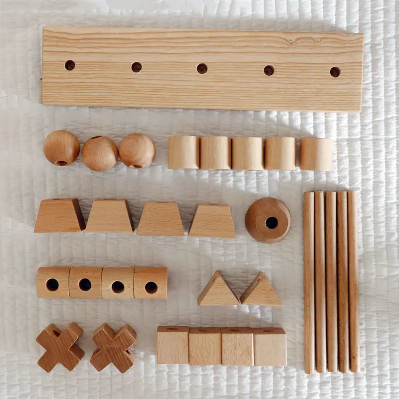 

Beaded Jenga Wooden Building Blocks Baby Educational Toys Creative Nordic Style Stacking Block Game Wooden Toys Room Decoration