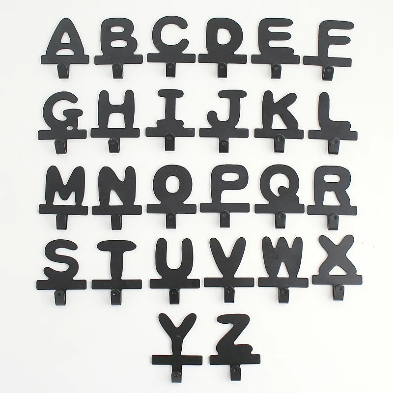 W 1 шт. A-Z английские буквы Форма железный крюк в стену прямой клей крючки для одежды вешалка для одежды одежда Кепка Держатель Для Ключей Домашний Органайзер - Цвет: W