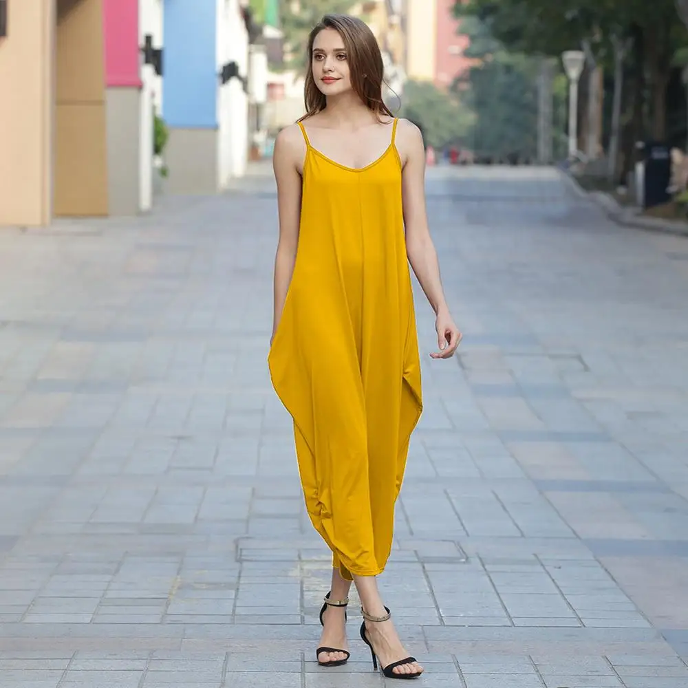 

European and American summer new style plus size women's V-neck sexy sling jumpsuit