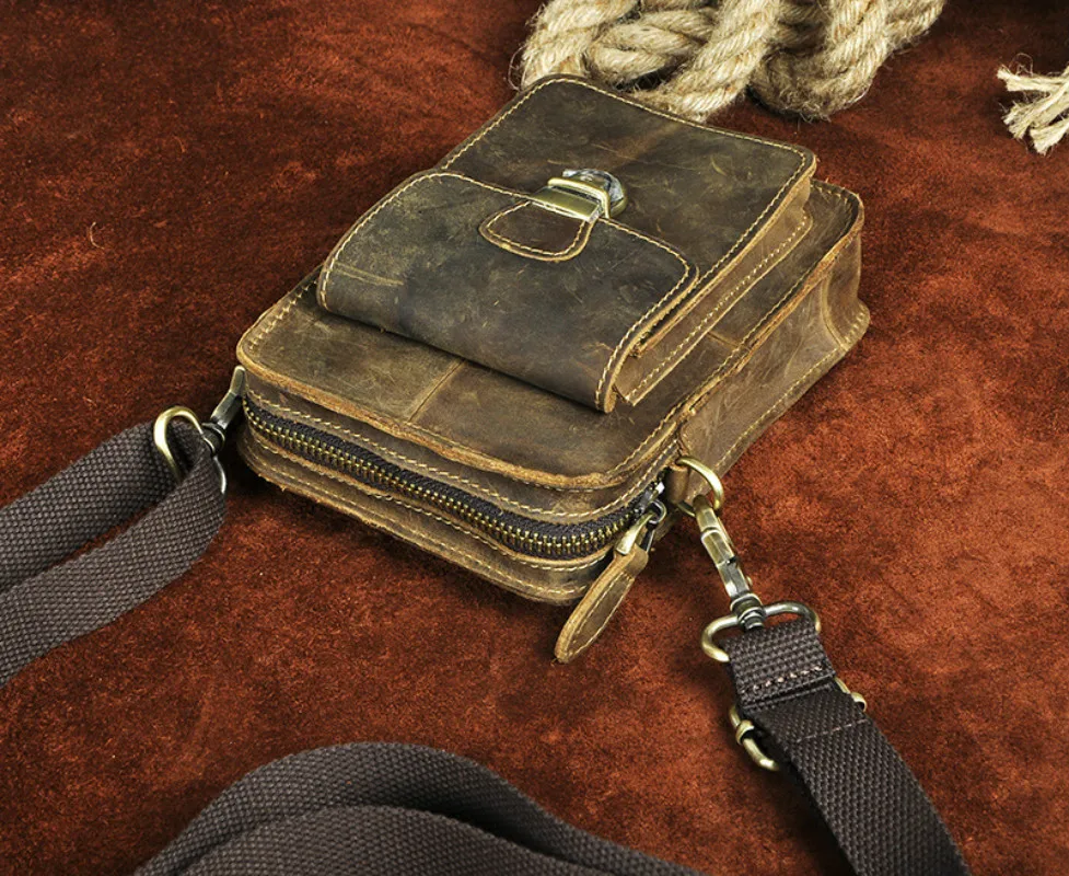 Мужская нагрудная сумка SAMWESTAR из натуральной кожи модная крутая уличная